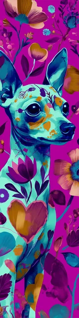 Free dog bookmarks featuring a magenta bookmark of a blue dog